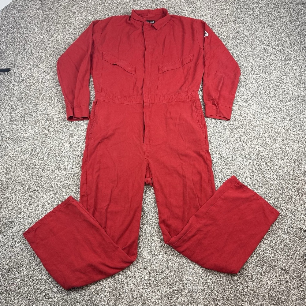 Bulwark FR Coveralls Mens 44 Long Red Flame Resistant Workwear Jumpsuit